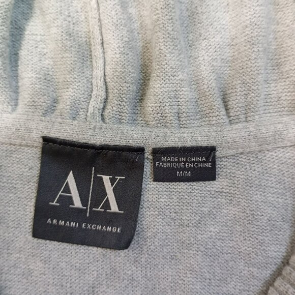 Armani Exchange Top Mens Hooded Knit Striped Shoulders Gray Sleeveless Size M - Picture 2 of 9